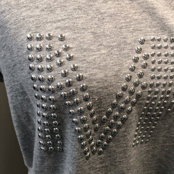 Michael Michael Kors Women’s Large Gray Studded Tee Shirt S/S Modal Cotton - Picture 3 of 5